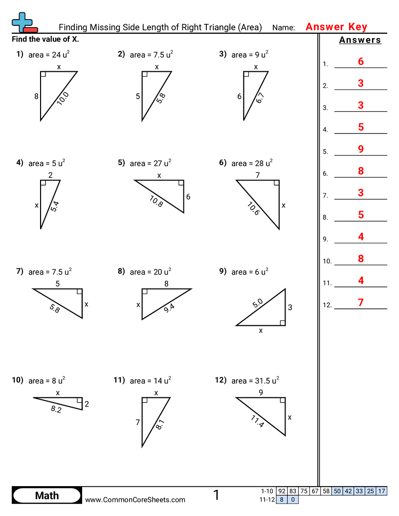 Area & Perimeter Worksheets - Finding Missing Side Length of Rectangle with Decimals worksheet