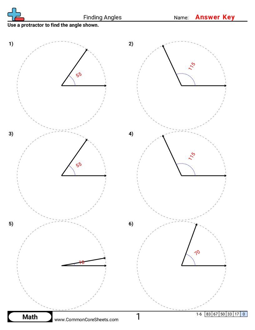 4md6 Worksheets - finding-angle-using-protractor worksheet