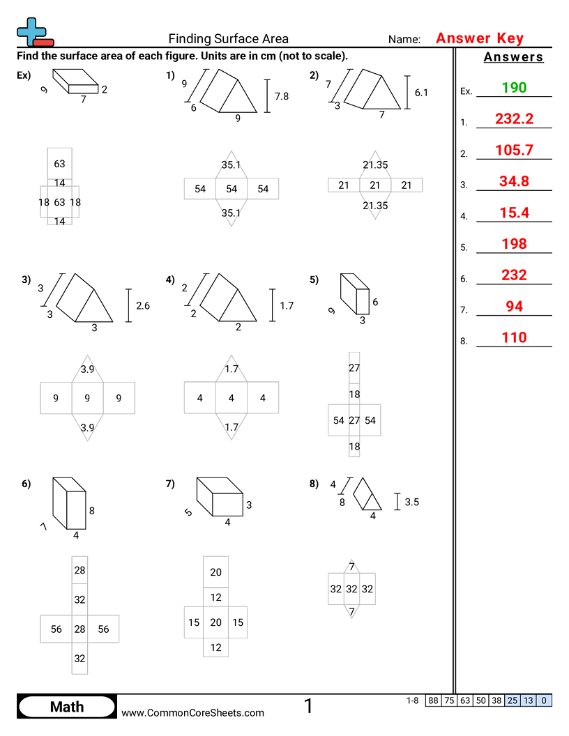 Area & Perimeter Worksheets - Finding Surface Area worksheet