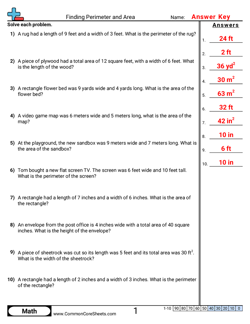 4md3 Worksheets - perimeter-area-words worksheet