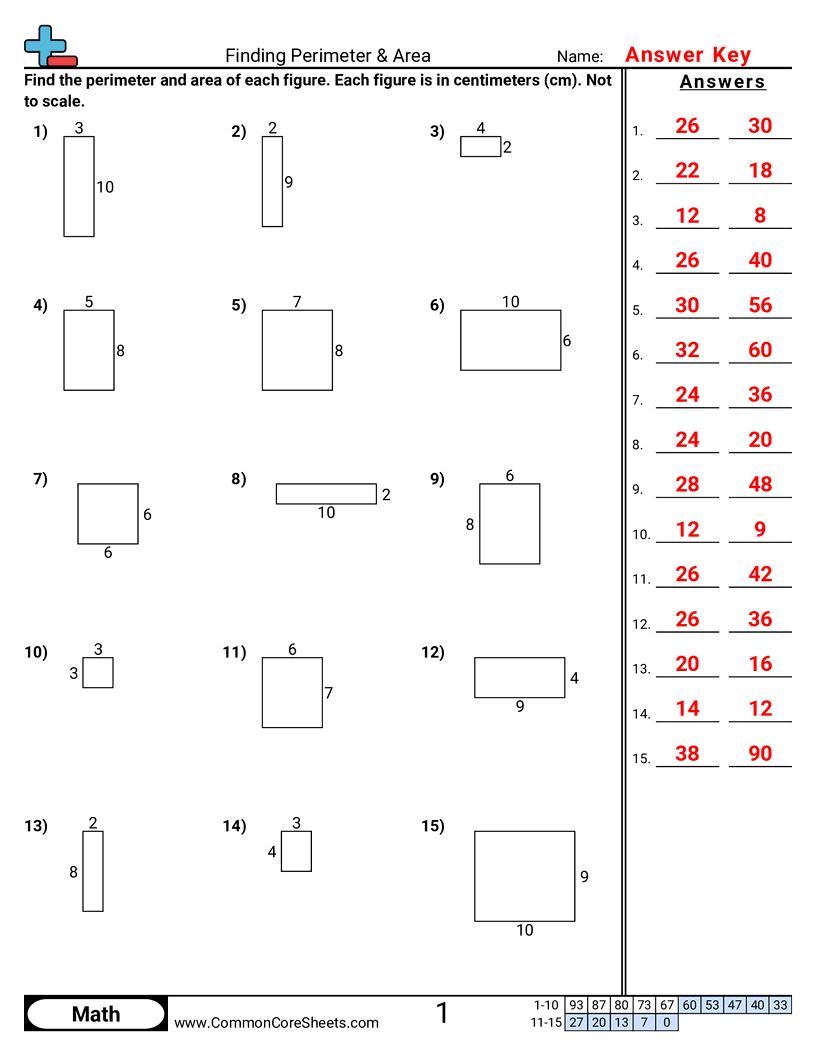 4md3 Worksheets - quadrilaterals-area-and-perimeter worksheet