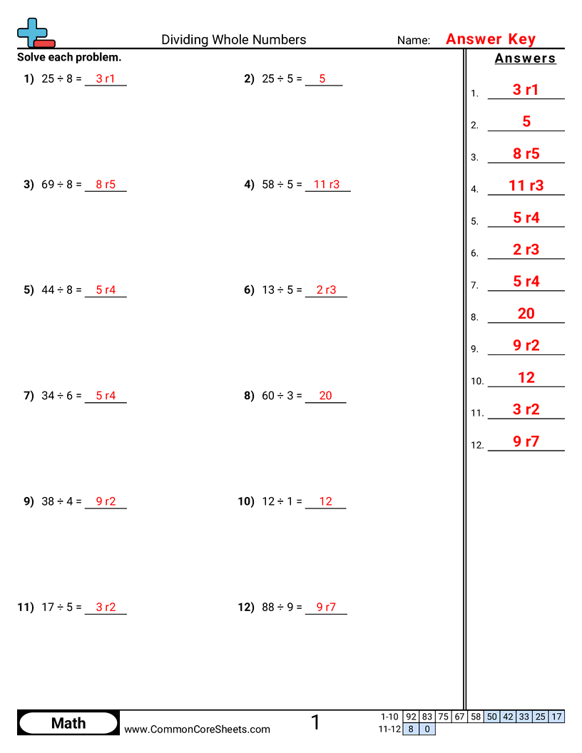 Division Worksheets - horizontal-division worksheet