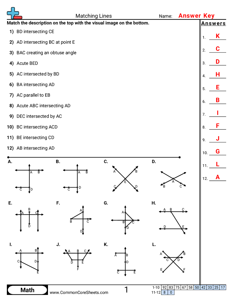Lines Worksheets - matching-lines worksheet