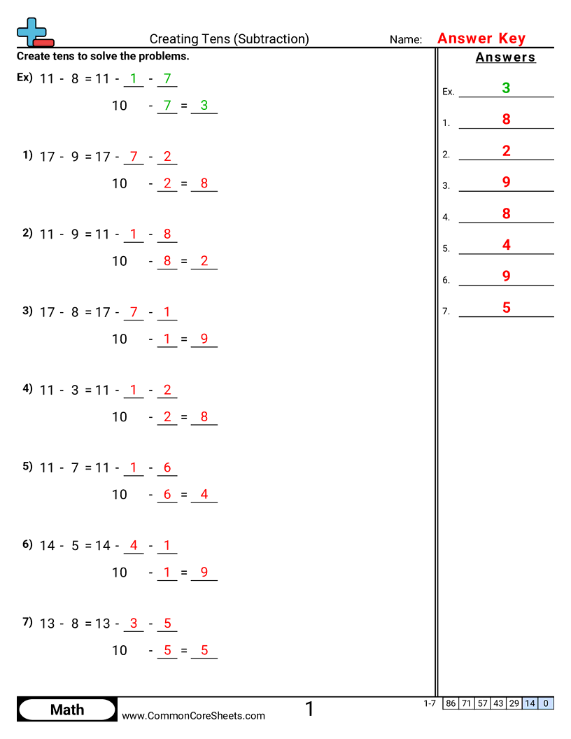 koa5 Worksheets - creating-tens worksheet